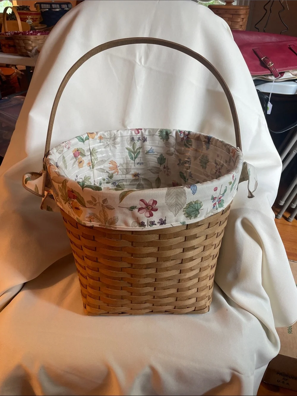 Longaberger 1983 13 Inch Measuring Basket W/ Protector and liner